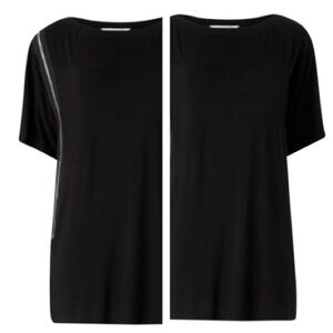 Diane von Furstenberg DVF Zipper Tee Shirt Stretch Blouse sz S